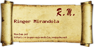 Ringer Mirandola névjegykártya